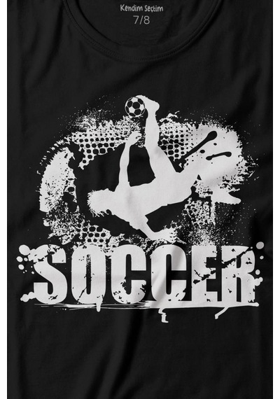 Kendim Seçtim Soccer Röveşata Gol Atan Futbolcu Taktik Baskılı Tişört Çocuk T-shirt 001