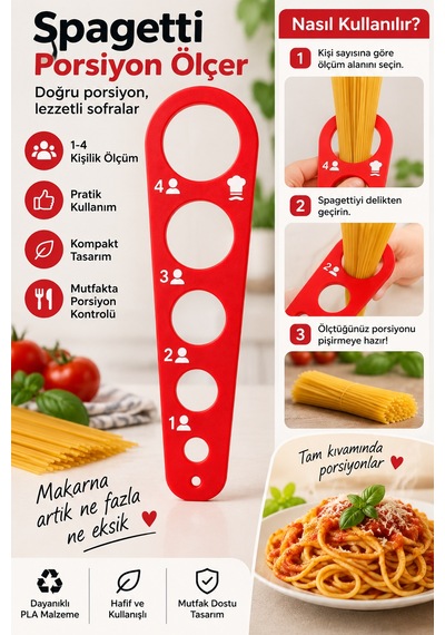 Spagetti Makarna Porsiyon Ölçer 1-4 Kişilik Pratik Ölçü Aparatı