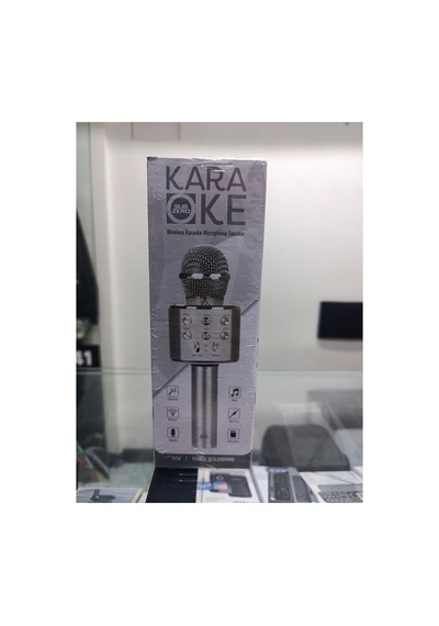 Karaoke Mikrofon Dahili Hoparlörlü Usb Flash Tf Kart Destekli Ses Değiştirme Efektli Çocuk Mikrofonu Açık Gri