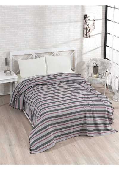 Pamuklu Gri Çarşaflı Lastikli Çarşaflı Pike Takımı 200x230 Gri