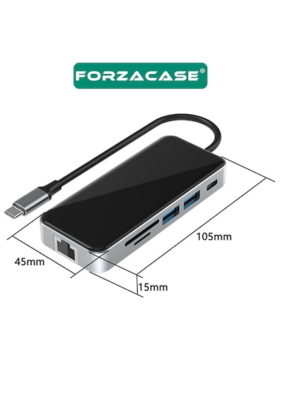 Forzacase Type-c To Hdmı 5 Usb 3.0 Rj45 Usb-c 60w Tf Ve Sd Dönüştürücü 10in1 Hub - Fc1153