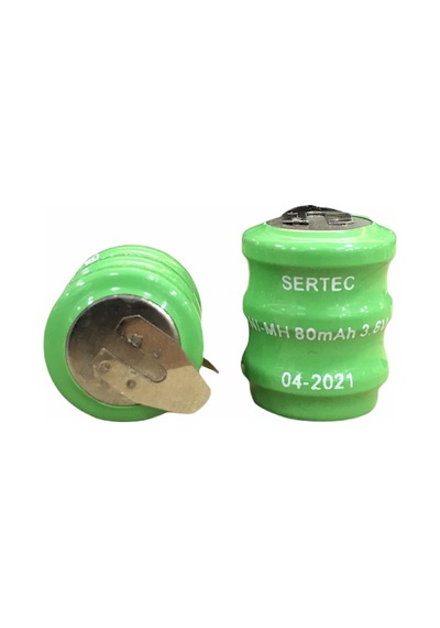 Sertec - 3.6v 3s1p 80 Mah 2 Pin Nı-mh Buton Pil