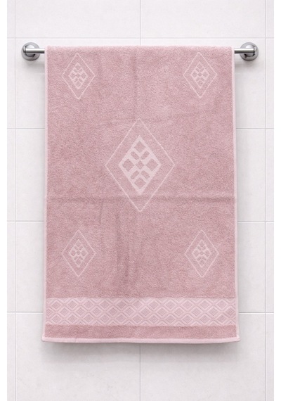 Eponj %100 Pamuk 70x140 Jakarlı Banyo Havlusu 450 Gr Kendinden Desenli Pembe