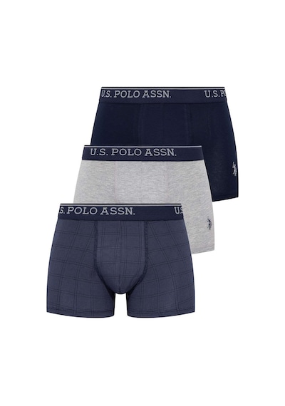 U.S. Polo Assn. Erkek Lacivert - Gri Melanj - Indigo 3 Lü Boxer 80263