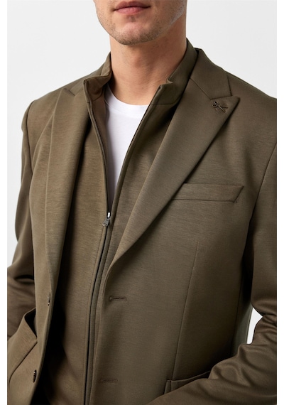 Süvari Haki Slim Fit Düz Sivri Yaka 6 Drop Spor Takım Elbise