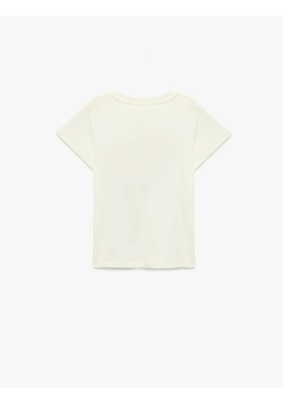 Koton Kelebek Baskılı Ekru Kız Çocuk T-shirt 6skg10020ak Ekru