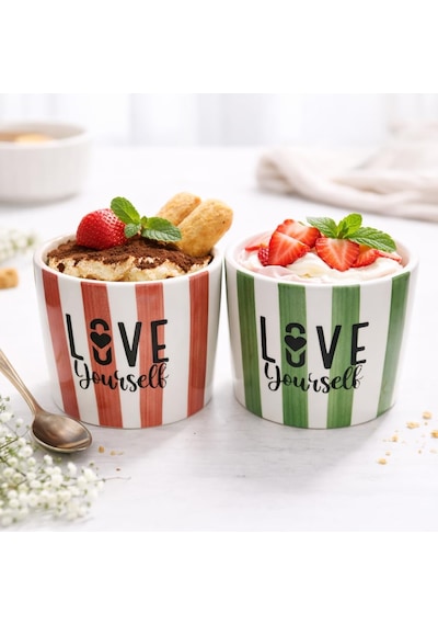 Arvale Love Yourself 4'lü Seramik Kase 8 Cm - Tatlı, Granola Ve Dondurma Sunum Kasesi Diğer