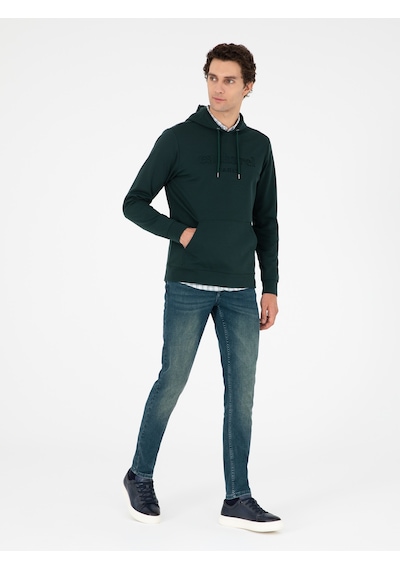 Zümrüt Regular Fit Kapüşonlu Sweatshirt Yeşil