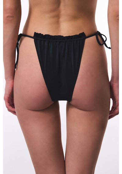 Penti Siyah Super Frill Bağlamalı Düşük Bel Bikini Altı Siyah