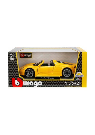 Burago 1/24 Ölçek Porsche 918 Spyder Model Araba Sarı