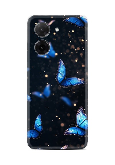 Xiaomi Redmi A5 Kılıf Limited Resimli Uçuşan Mavi Kelebekler 226