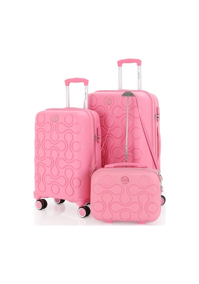 Mçs Polipropilen 3lü Valiz Seti Orta & Kabin & Makyaj V376 S23sy1000052-set 00020 Pembe