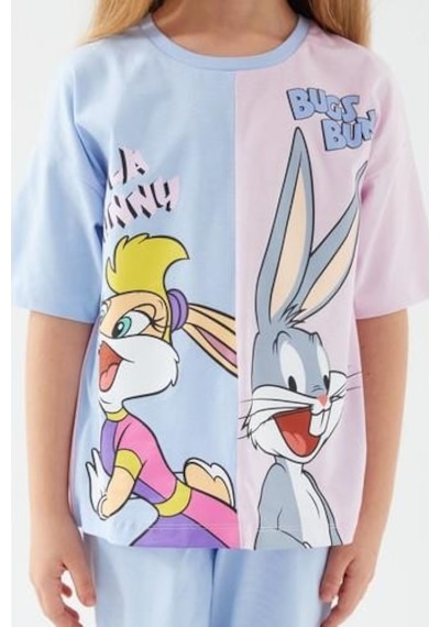 Yasin Tekstil Looney Tunes Kız Çocuk Kapri Takımı Mavi
