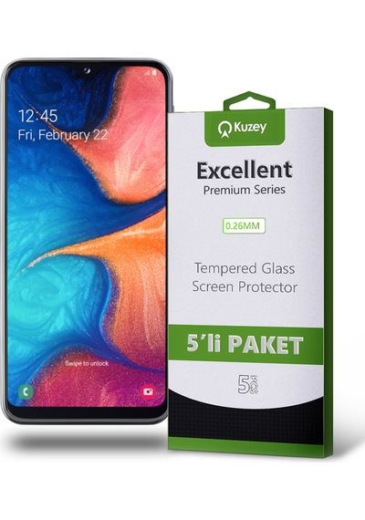 Samsung Galaxy A20E ile Uyumlu Kırılmaz Temperli Ekran Koruyucu Cam Ekonomik 5'li Paket