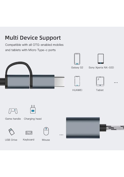 USB 3.0 OTG To Type C + Micro USB Data Şarj Çevirici Dönüştürücü