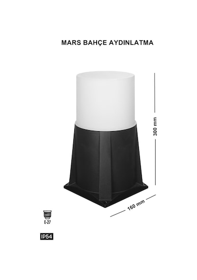 Mars Set Üstü Bahçe Lambası Zita Bahçe Aydınlatması 35 Cm Set Üstü Yer Lambası 220v Ip54