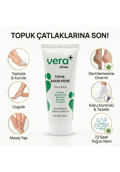 Vera Hmd Bitkisel Ayak Ve Topuk Çatlak Çatlağı Kremi 100 Ml Ayak Bakımı Ayak Kokusu Önleyici Nemlendirici Yenileyici