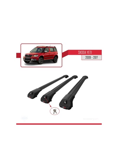 Skoda Yeti 2009-2017 Arası İle Uyumlu Ace-1 Ara Atkı Tavan Barı Siyah 3 Adet Bar