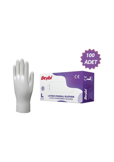 Lateks Pudralı Muayene Eldiven L 100'lü Diğer