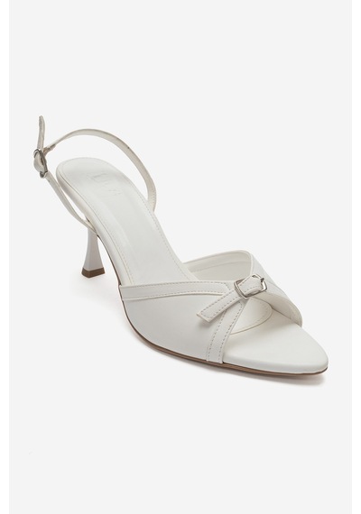 Luvi Shoes Ulea Beyaz Cilt Kadın İnce Topuklu Ayakkabı