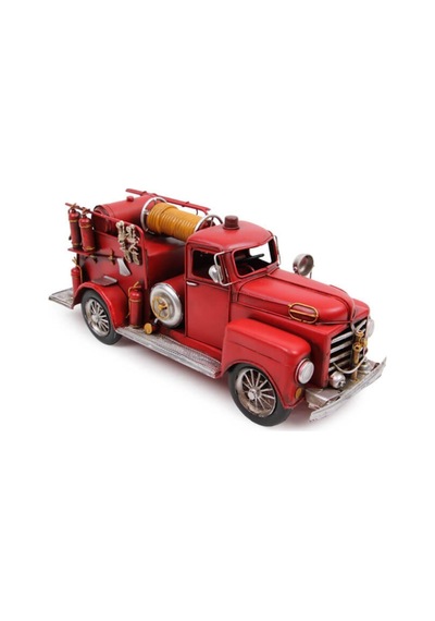 Dekoratif Retro Vintage Metal İtfaiye Arabası 41cm