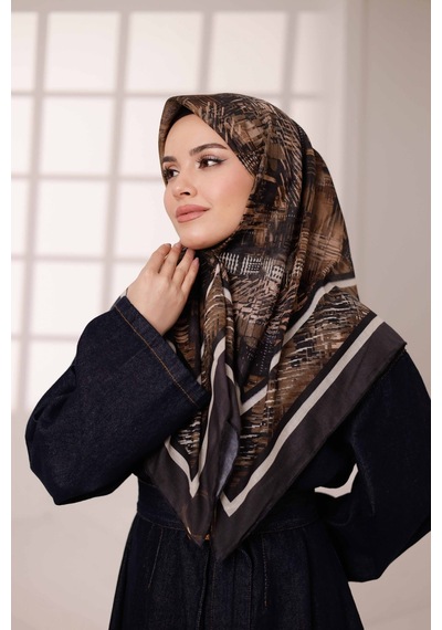 Mimiyum İz Desen Soft Eşarp Acı Kahve