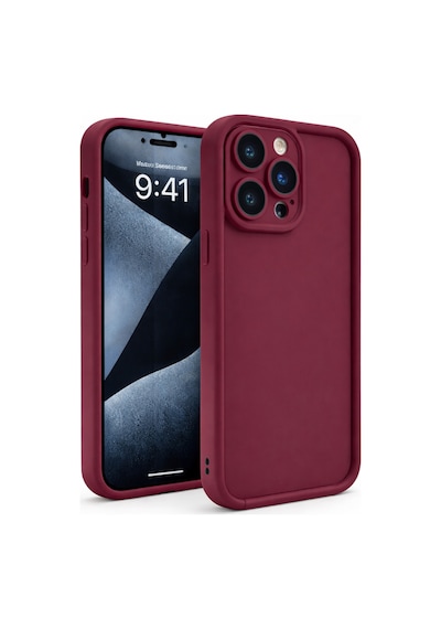 Apple Uyumlu iPhone 16 Pro Max Kamera Çıkıntılı Mat Silikon Telefon Kılıfı Bordo