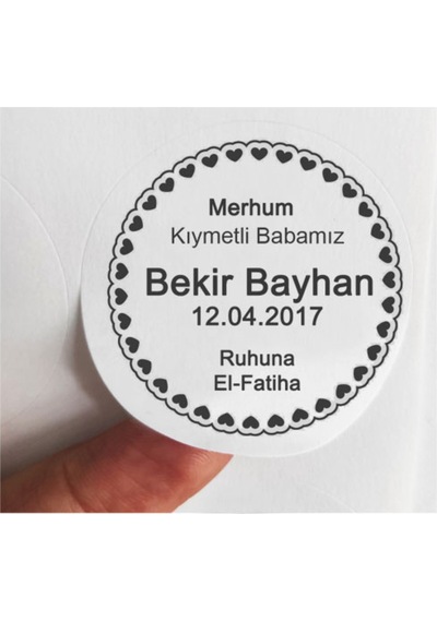 48 Adet 4 Cm Kişiye Özel Kalpli Ruhuna El-fatiha Baskılı Mat Etiket Sticker-3 - Yedi Mevlidi
