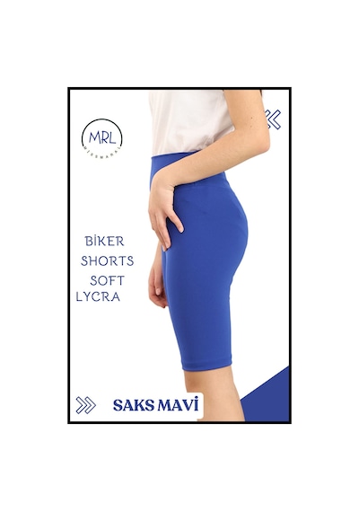 Biker Şort Yüksek Bel İç Göstermez Esnek Yumuşak Likralı Soft Tbiker Basics Saks Mavi Mavi