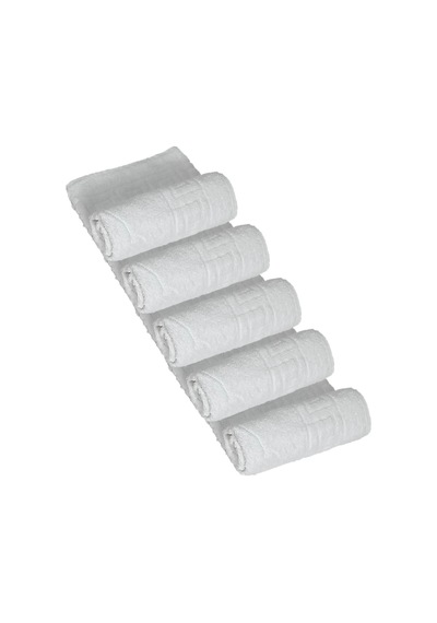 5 Li Otel Ayak Havlusu Bukle Ayak İzli 50x70 Cm Beyaz 12/1 Avs 200 Gr Beyaz