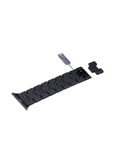 Pitaka Karbon Fiber Retro Black-grey Twill Watch Kordon Siyah - Gri