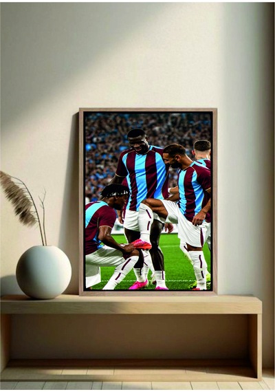 Bordo Mavi Poster Mohamed Salah Ahşap Çerçeveli Tablo Çok Renkli - 919928505 Çok Renkli