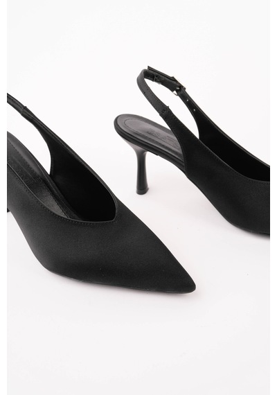 Esatsani Siyah Saten Sivri Burun Arka Açık 9 Cm Topuk Vısıon Stiletto Kadın Ayakkabı Siyah Saten Esatsani Siyah Saten Sivri Burun Arka Açık 9 Cm Topuk Vısıon Stiletto Kadın Ayakkabı Siyah Saten