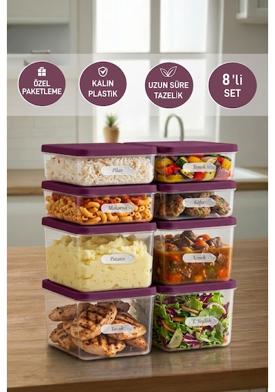Selka Home 4 Adet 0.5 ve 4  Adet Derin 1 Lt. Nora Organizer Buzdolabı Buzluk Düzenleyici Saklama Kabı