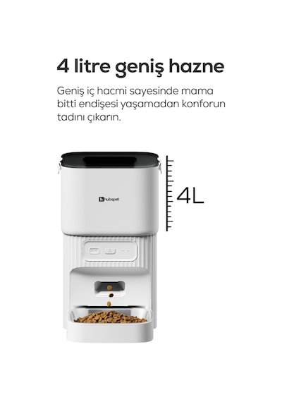 Akıllı Otomatik Mama Kabı Wifi Uygulama Kontrollü, 4l Paslanmaz Çelik Kase, Ses Kayıtlı H500
