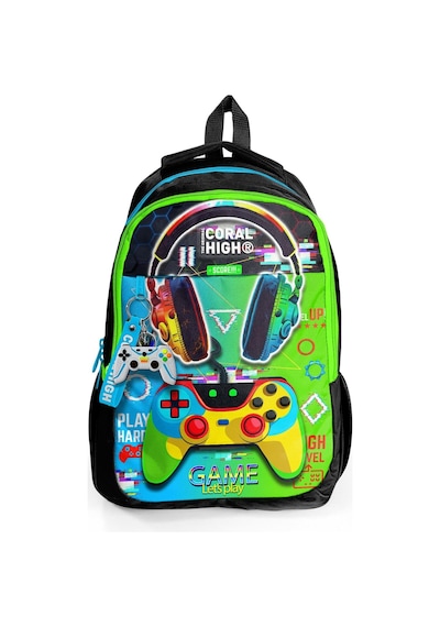 Coral High Kids Kulaklık Game Desenli Üç Bölmeli Okul Sırt Çantası 23667