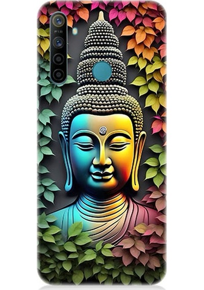 Realme 6i Uyumlu Silikon Kılıf Budha Ve Sarmaşık Yapraklar