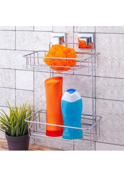 Geseus Yapışkanlı Iki Katlı Krom Banyo Rafı Ef256 Çok Renkli