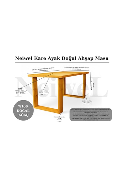Neiwel Doer Doğal Ahşap Mutfak Ve Yemek Masası-70-120 Açık Ceviz