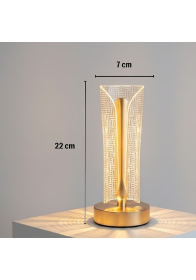 İki Yandan Kavisli Silindirik Çizgi Model Kristal Led Masa Lambası Dokunmatik, 3 Renk Işık Modlu, Şarjlı Dekoratif Gece Lambası 5570 Beyaz