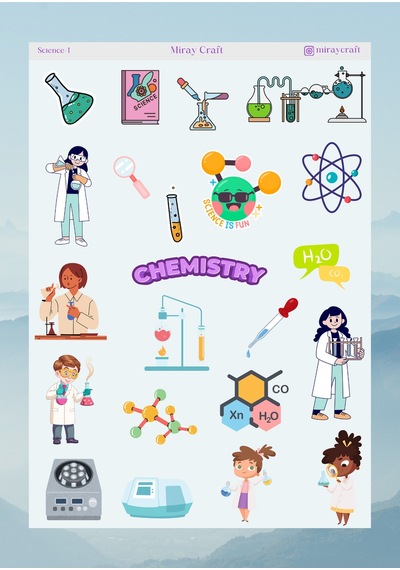 Bilim Temalı 12 17 Cm Sticker Seti Diğer