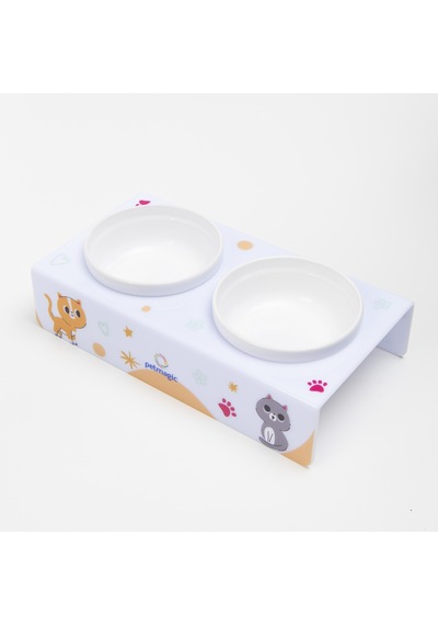 Petmagic Akrilik Pleksi Evcil Hayvan Renkli Seramik Kaseli Kedi Köpek Mama Su Kabı Kedi