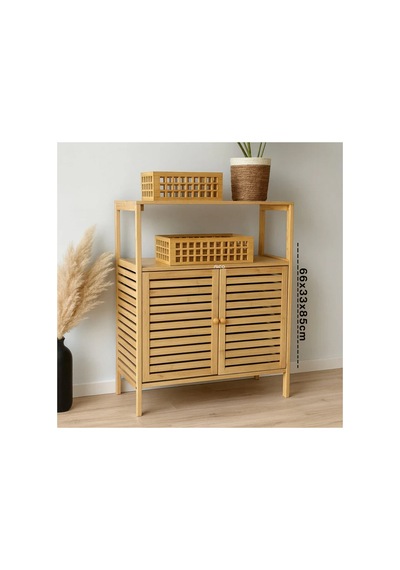 Çok Amaçlı Dolap Ahşap Bambu Organizer Raflı 66x33x85cm 5566 Çok Renkli Çok Renkli