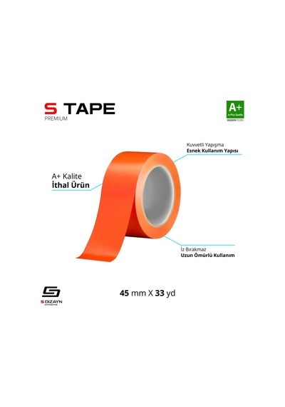 S-dizayn Oto Cam Montaj Bandı Turuncu 45MM x 33 M