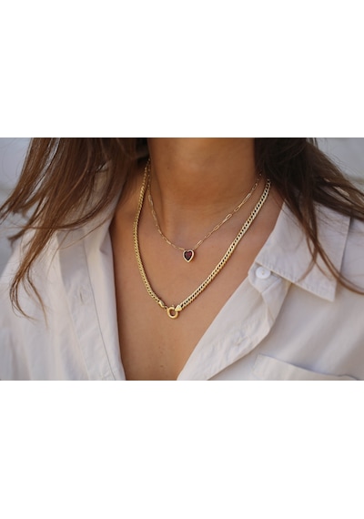 Reis Kuyumculuk T9464 Heart Ruby Kolye Altın Kolye