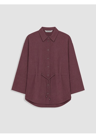 Lcw Everyday Bordo Büzgülü Oversize Müslin Kadın Gömlek