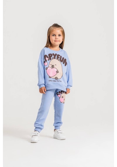 Capybara Sevimli Baskılı Kız Çocuk Simli Detaylı Sweatshirt-eşofman Altı Üst Takım Süper Kalite Mavi Capybara Sevimli Baskılı Kız Çocuk Simli Detaylı Sweatshirt-eşofman Altı Üst Takım Süper Kalite Mavi