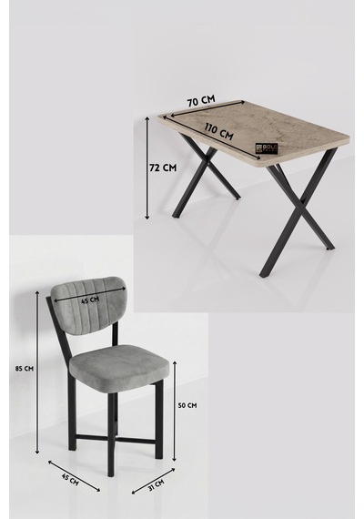 Reyo Falez Elma 110x70 Cm Masa Takımı 4 Sandalyeli Modern Mutfak Balkon Kafe Yemek Masası Seti Traverten - Gri 9886 Reyo Falez Elma 110x70 Cm Masa Takımı 4 Sandalyeli Modern Mutfak Balkon Kafe Yemek Masası Seti Traverten - Gri 9886