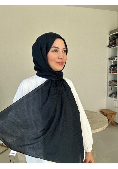 Zeylin Mira İpek Pamuk Ayrobin Şal Koyu Lacivert Çok Renkli