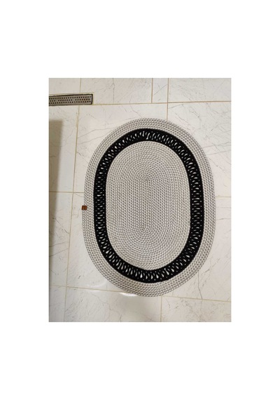 Jüt Desenli Kapı Önü Paspas Banyo Paspası Balkon Paspası Hediyelik Ev Eşyası Gribeyaz Siyah Gribeyaz Siyah